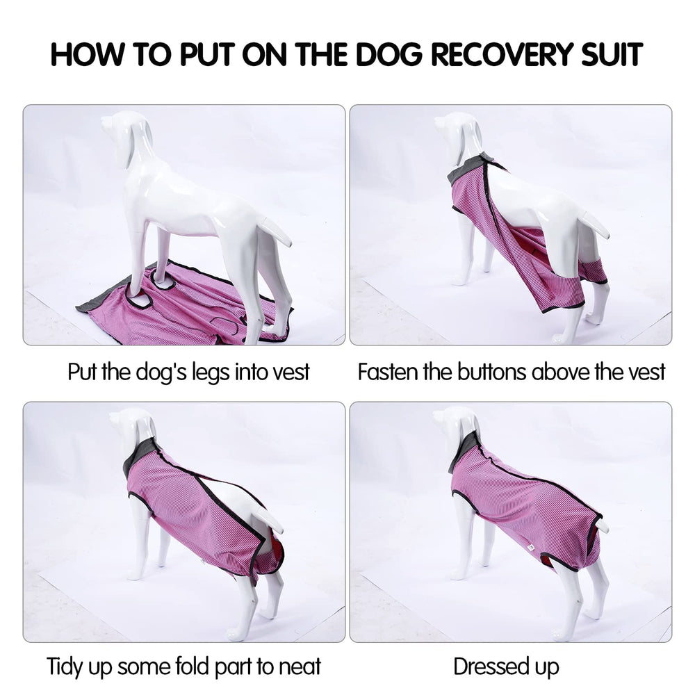 Dotoner dog recovery suit pink substitute E-collar for eating