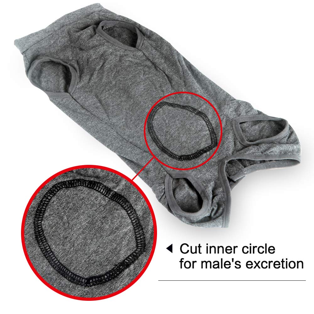 Dotoner dog recovery suit XL grey adjustable closure demonstrated