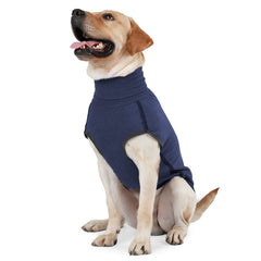 Dotoner dog-sweater-pullover-navy-xxxlarge keeps dogs warm during chilly outdoor walks.