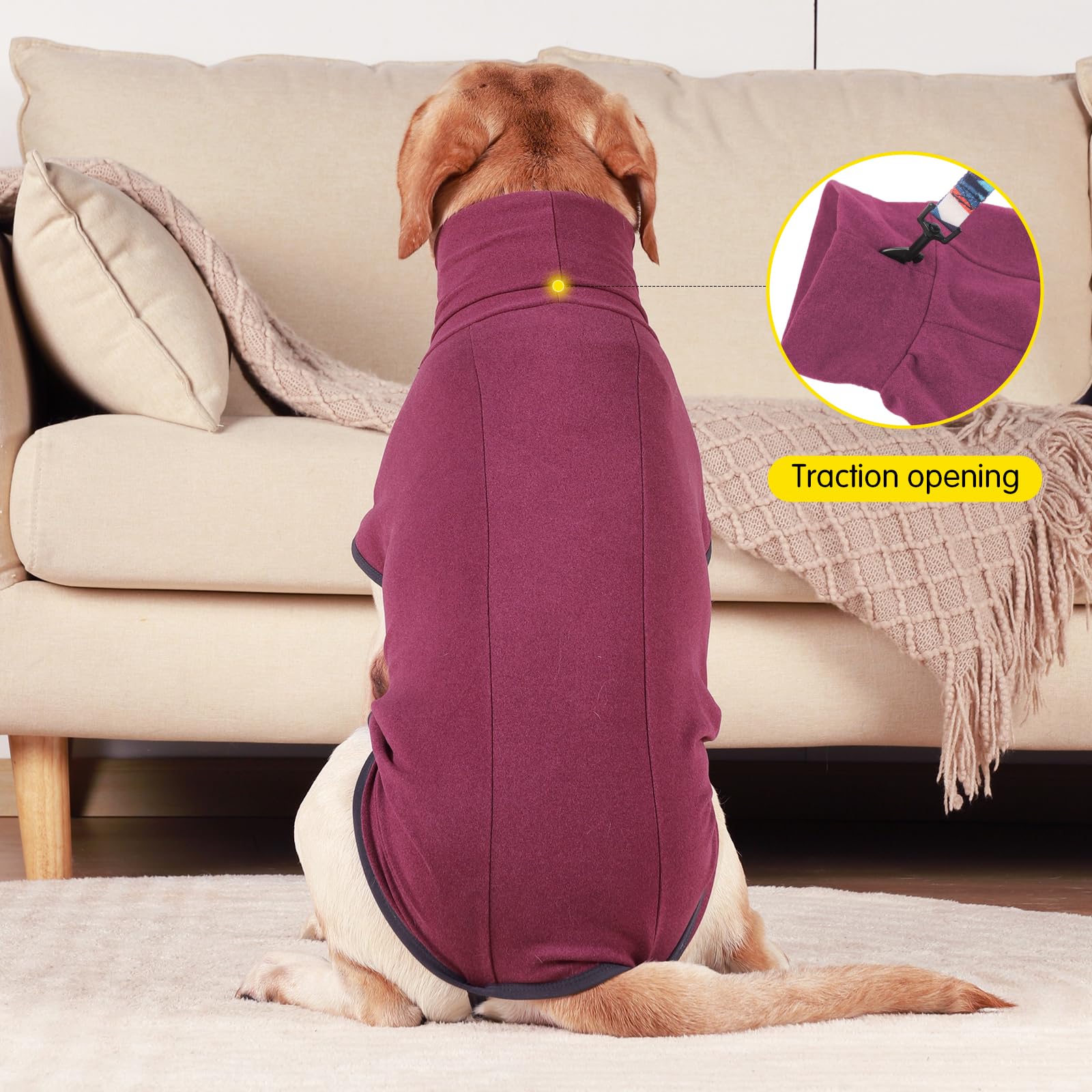Dotoner dog sweater pullover wine red back view highlights comfortable fit.