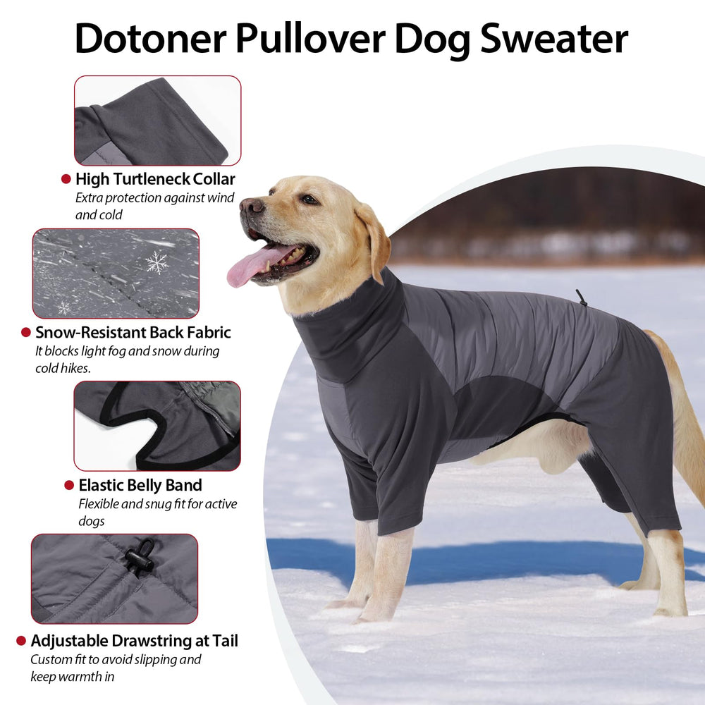 Dotoner dog sweater turtleneck keeps neck warm during chilly walks.