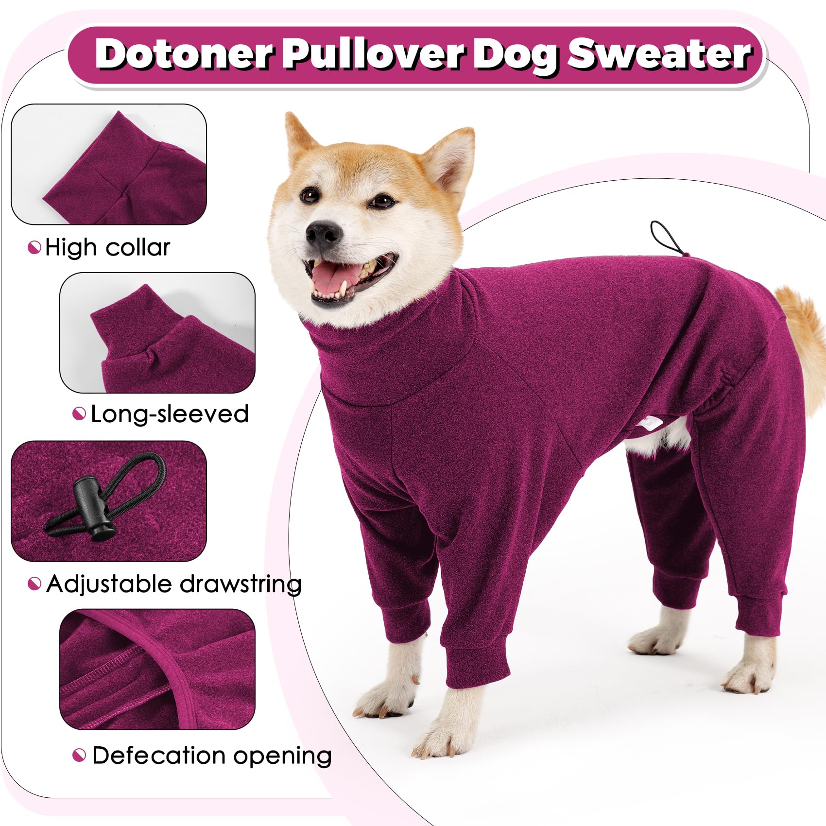 Dotoner pullover dog sweater easy-on-off design for quick dressing