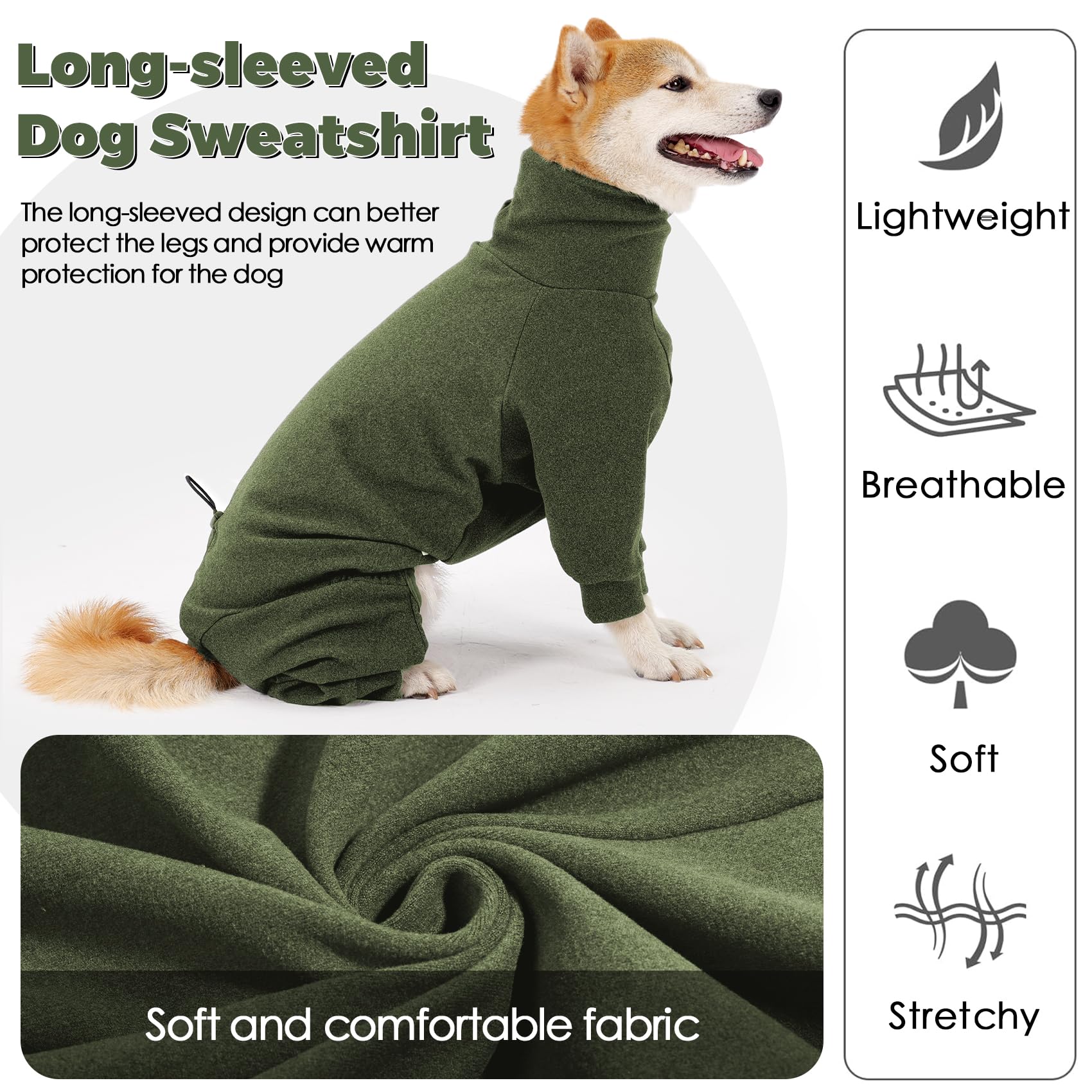 Easy wear with belt and tail drawstring on Dotoner pullover dog sweater for quick fitting.