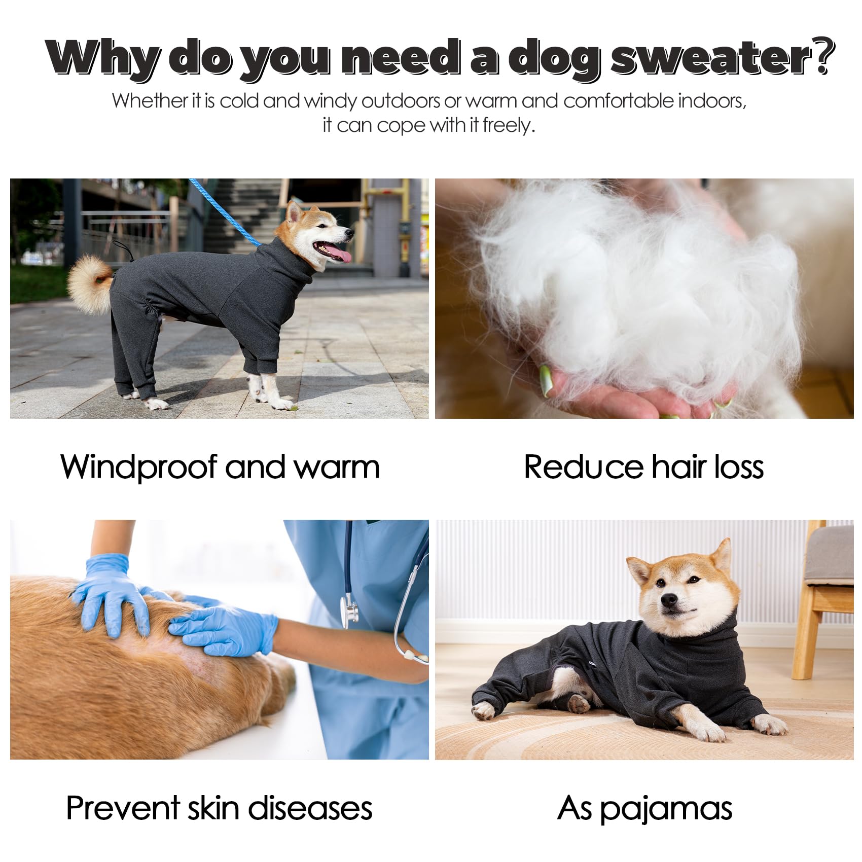 Dotoner pullover dog sweater leash hole demonstrates easy leash access for walks.