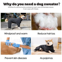 Dotoner pullover dog sweater leash hole demonstrates easy leash access for walks.