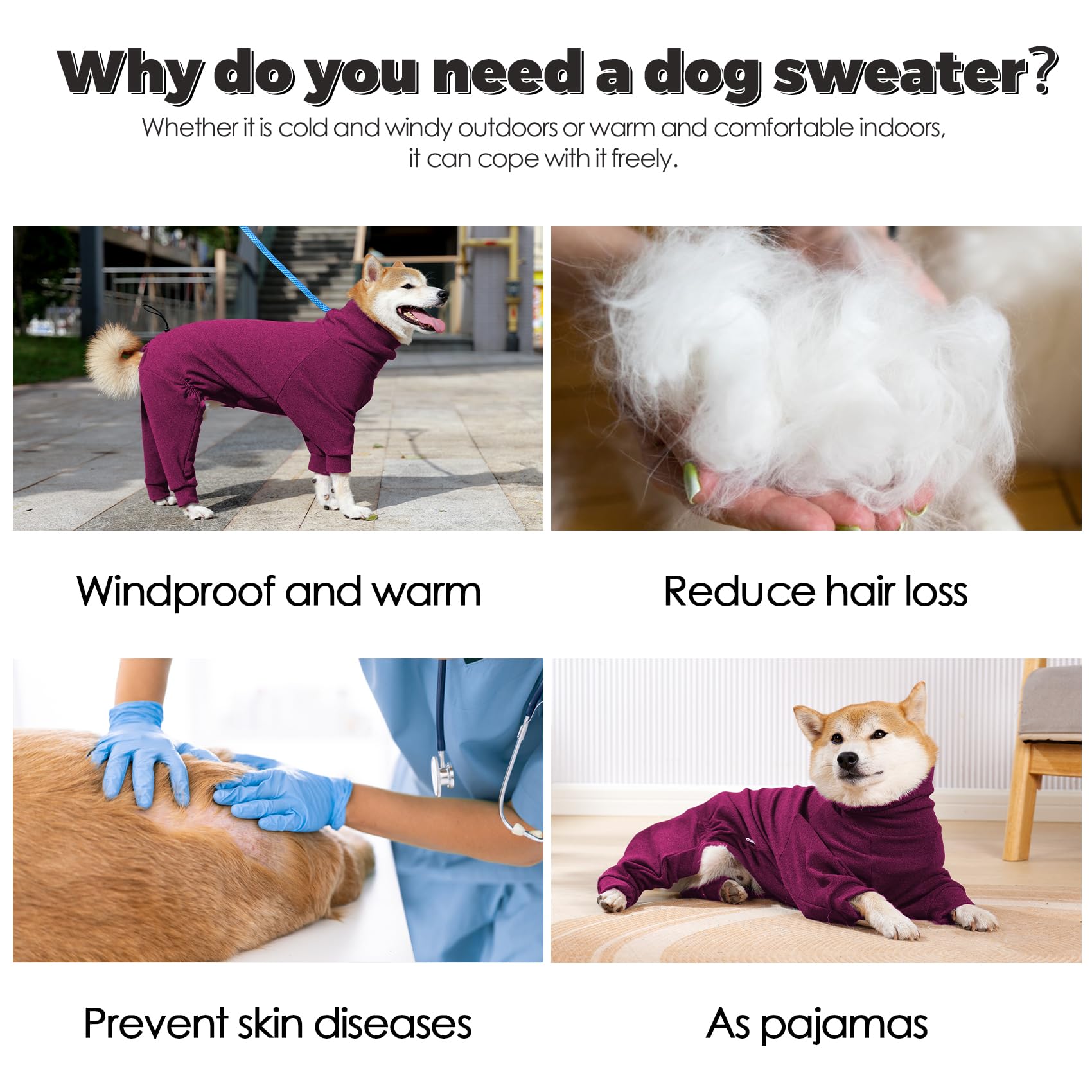 Dotoner pullover dog sweater soft stretch fabric for long wear comfort