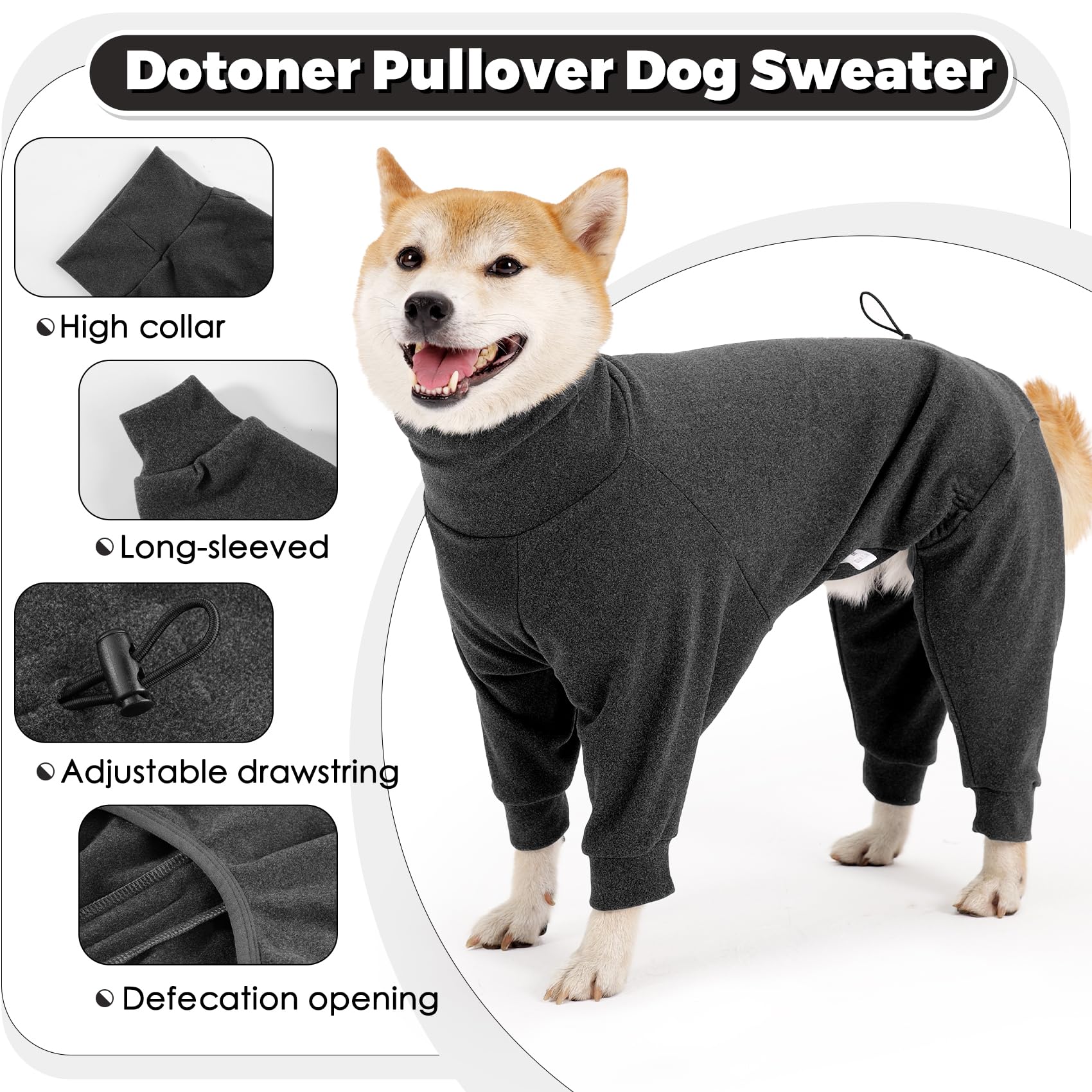 Dotoner pullover dog sweater soft stretch fabric for all-day comfort.