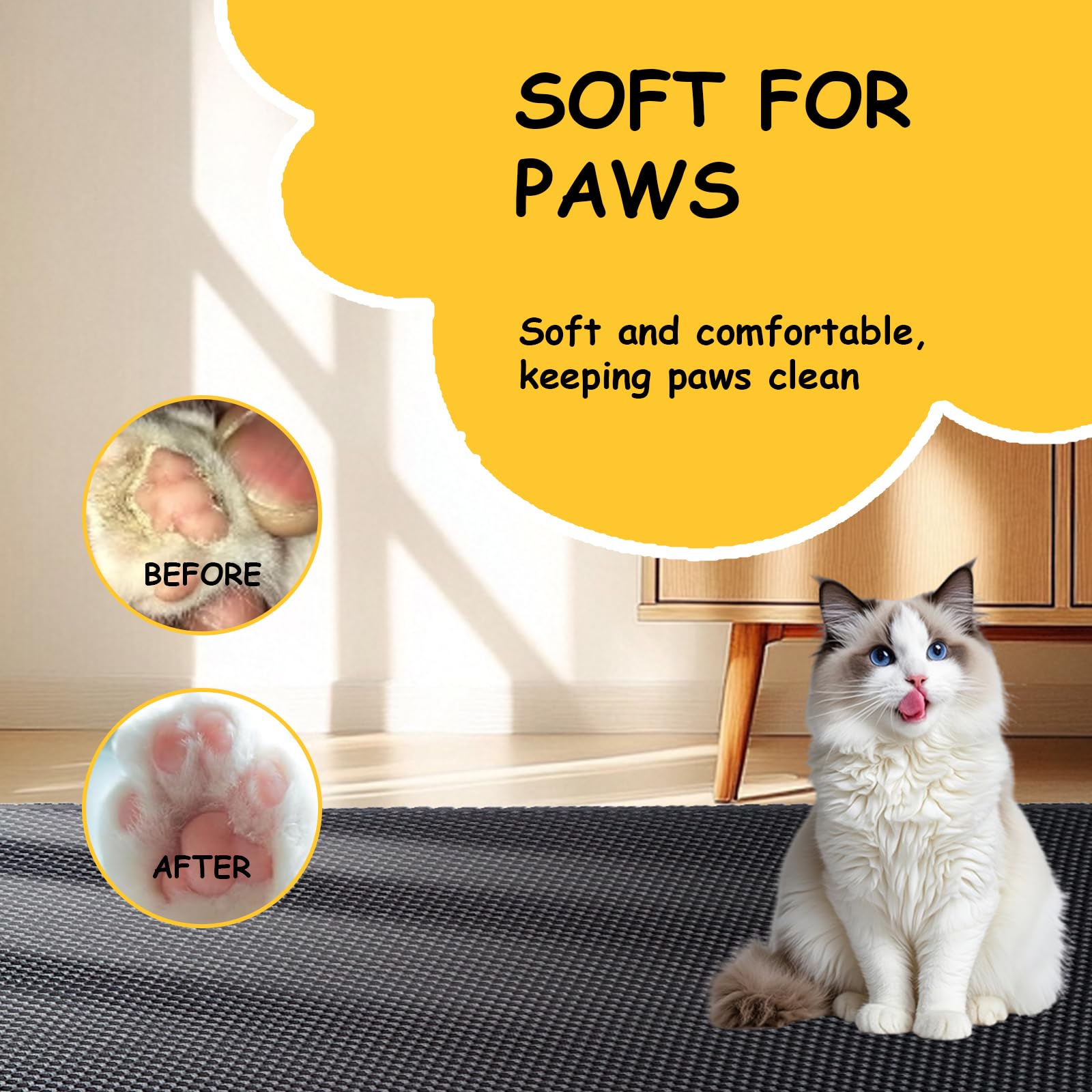 DOTPURFECT Cat Litter Mat in black color blends with decor.