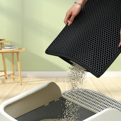 DOTPURFECT double-layer honeycomb design traps litter from paws effectively.