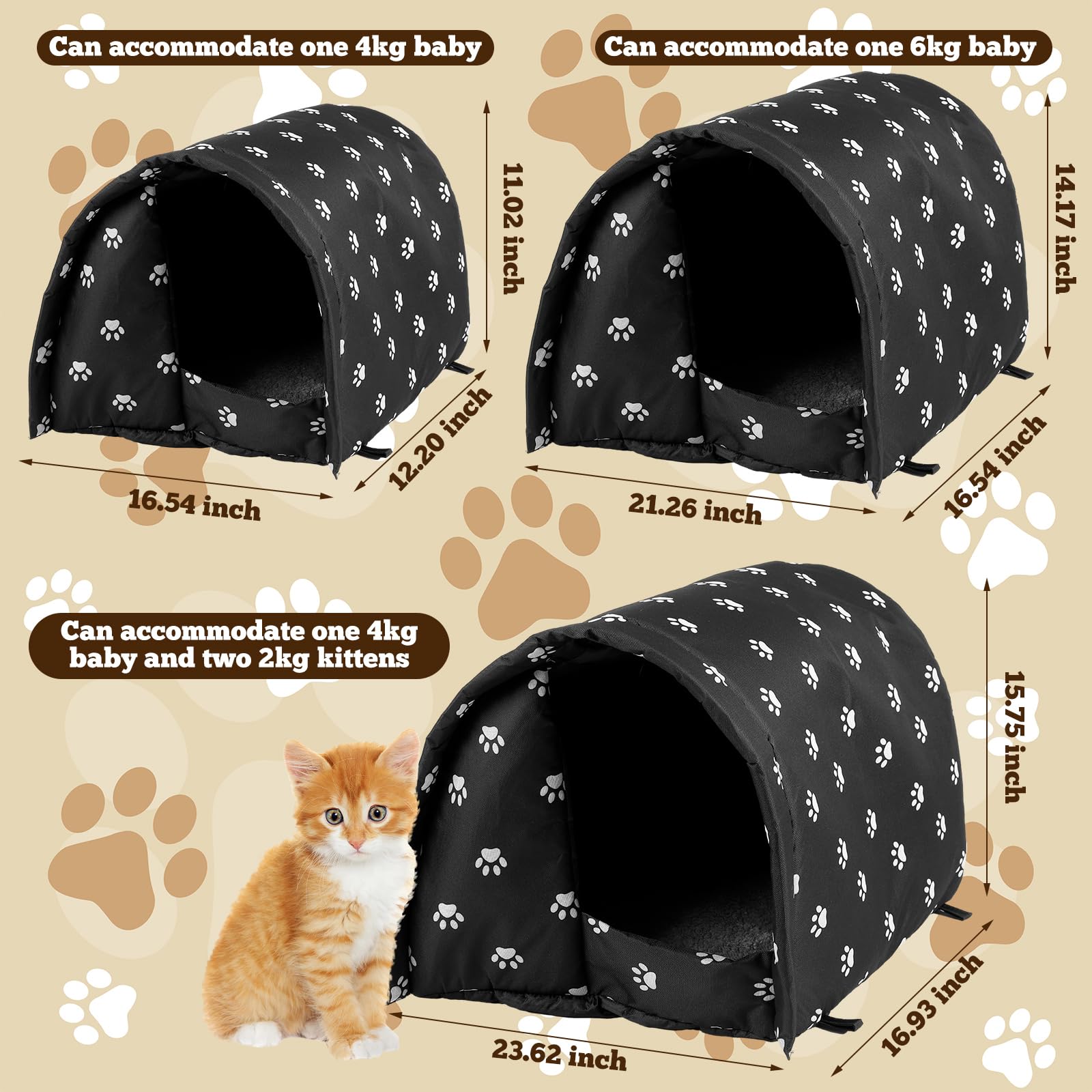 DoubleFill 3-pack cat houses entry view highlighting cozy entrance and interior