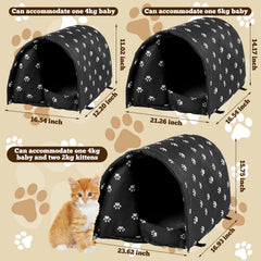 DoubleFill 3-pack cat houses entry view highlighting cozy entrance and interior