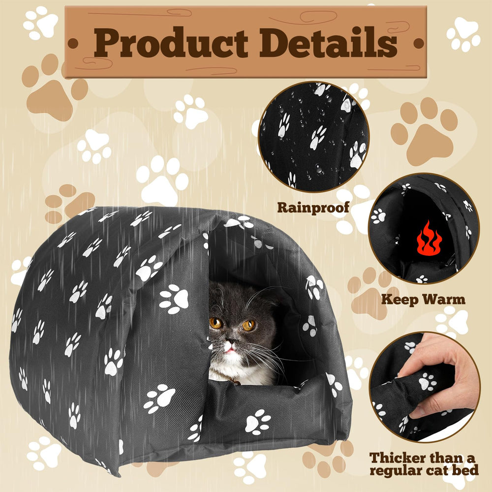 DoubleFill 3-pack cat houses side view emphasizing windproof fabric and space