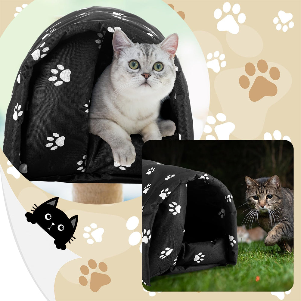 DoubleFill cat houses with ground nails included for stable outdoor setup