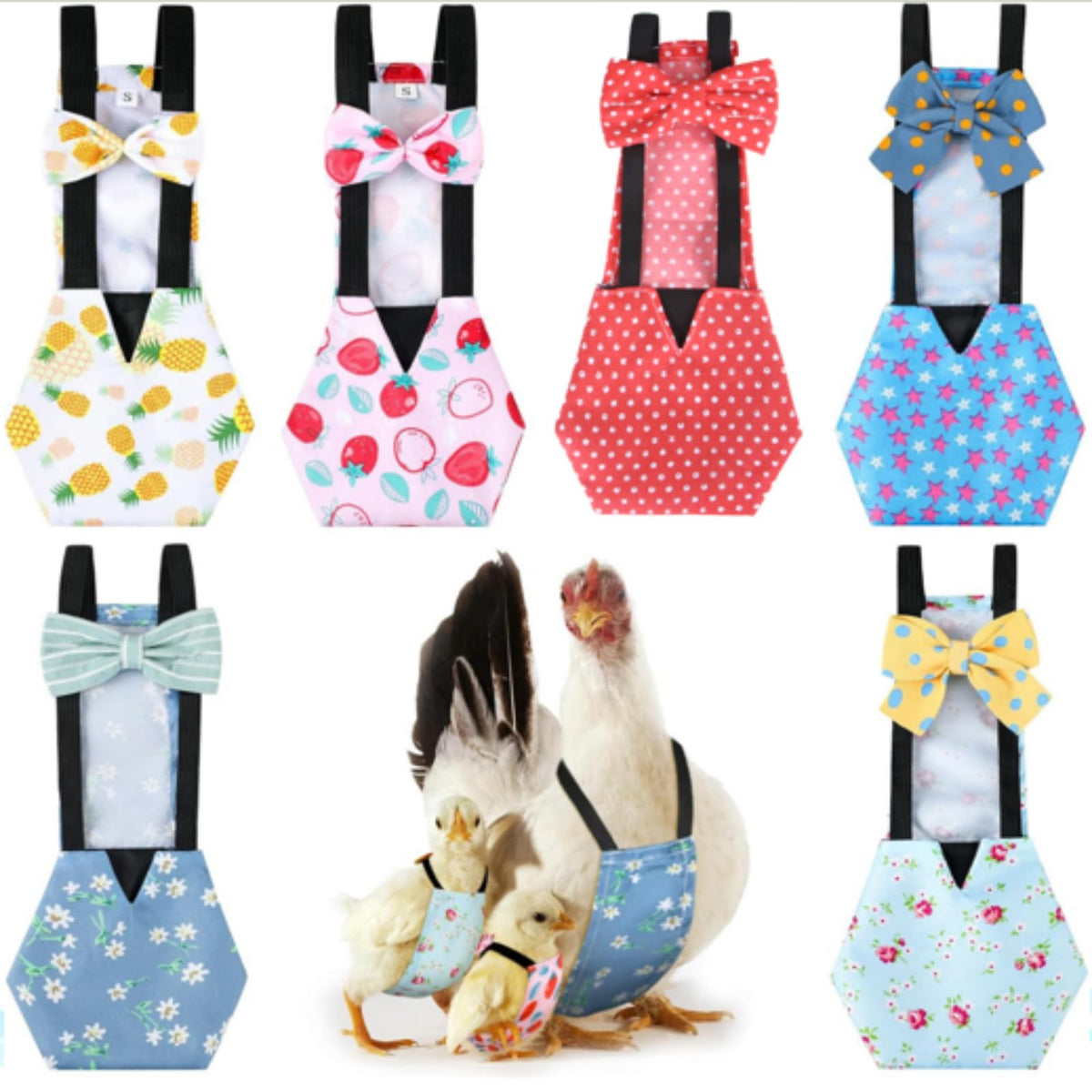 DoubleFill chicken diapers packaging shows six styles for poultry care options.