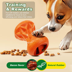 Doudele bacon-flavor dog toy during playful chewing engagement