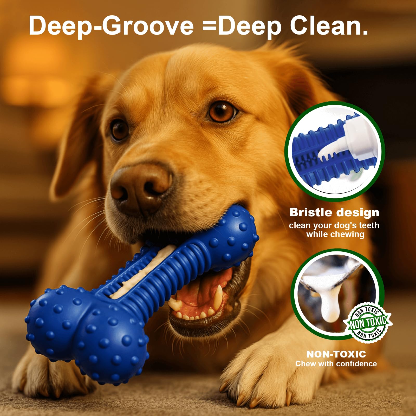 Doudele dental toy features raised bumps for gum massage and teeth cleaning