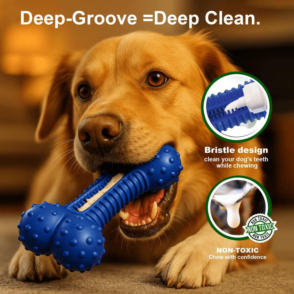 Doudele dental toy features raised bumps for gum massage and teeth cleaning