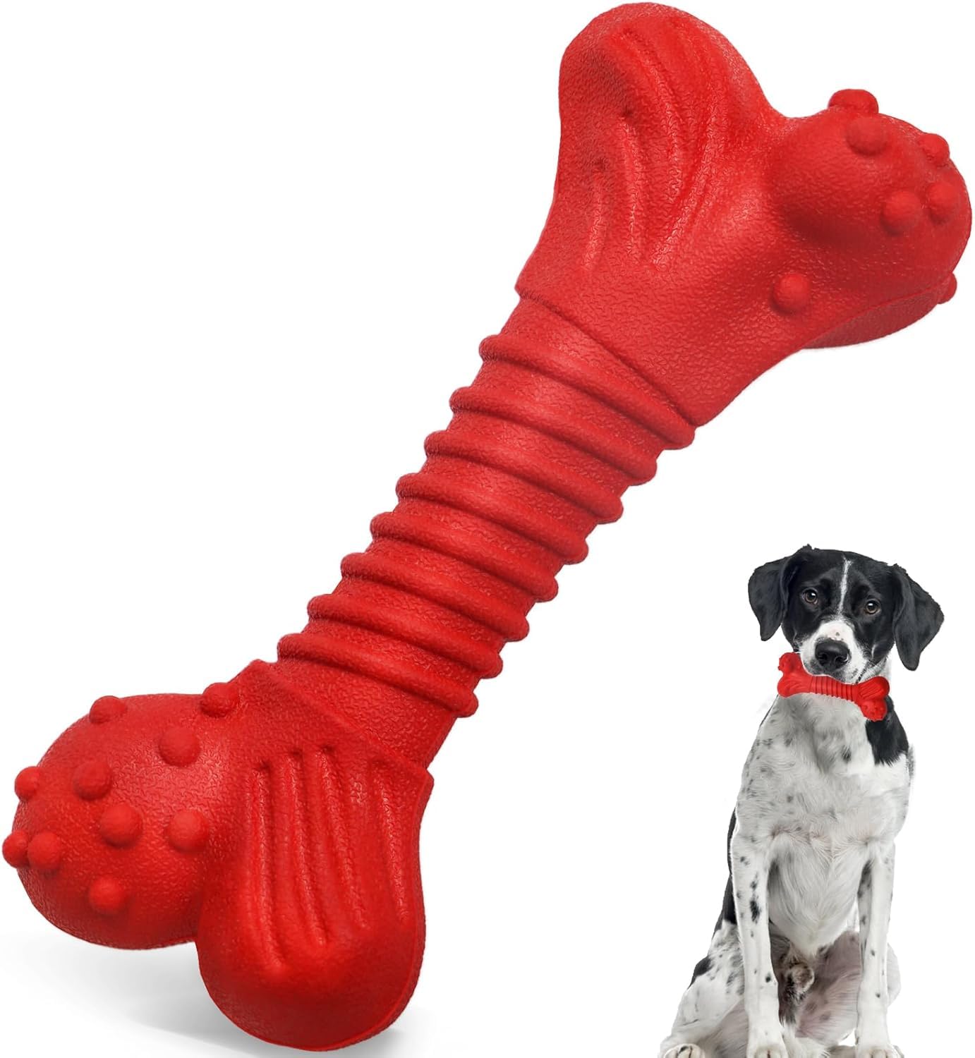 Doudele indestructible dog toy red for aggressive chewers supports long chewing sessions
