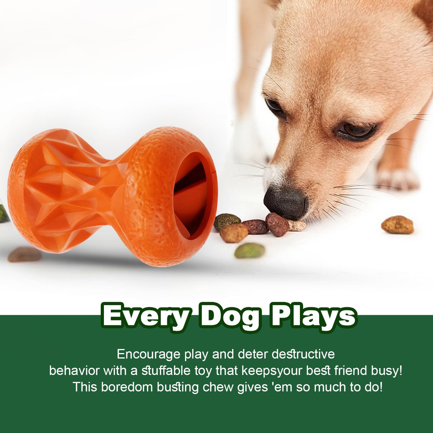 Doudele treat-dispensing puzzle ball in action showcasing reward retrieval