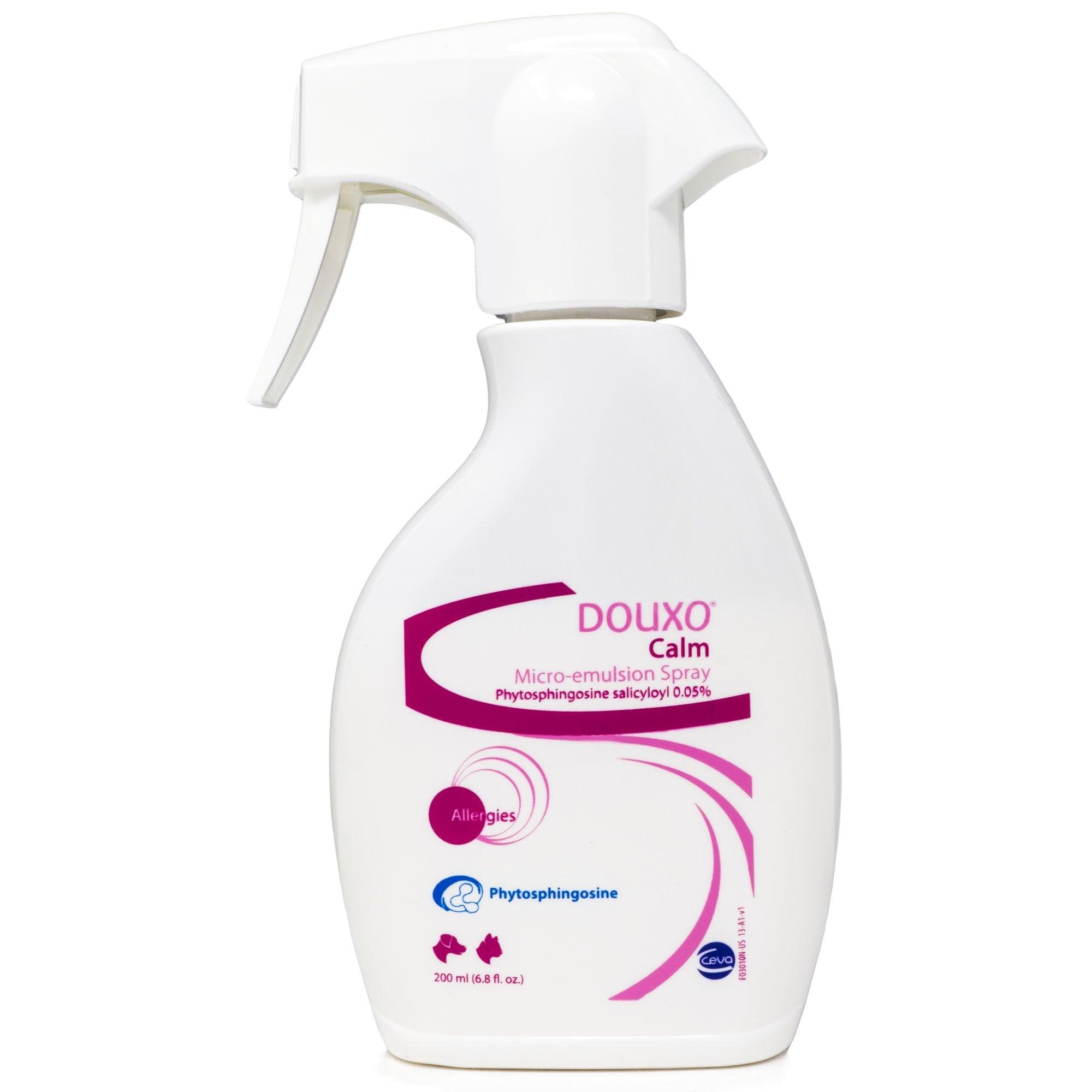 Douxo Calm Allergy Microemulsion bottle shown for precise dosing and routine skin care.