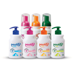 Douxo S3 Calm shampoo pump-top shows easy dispensing for regular baths.