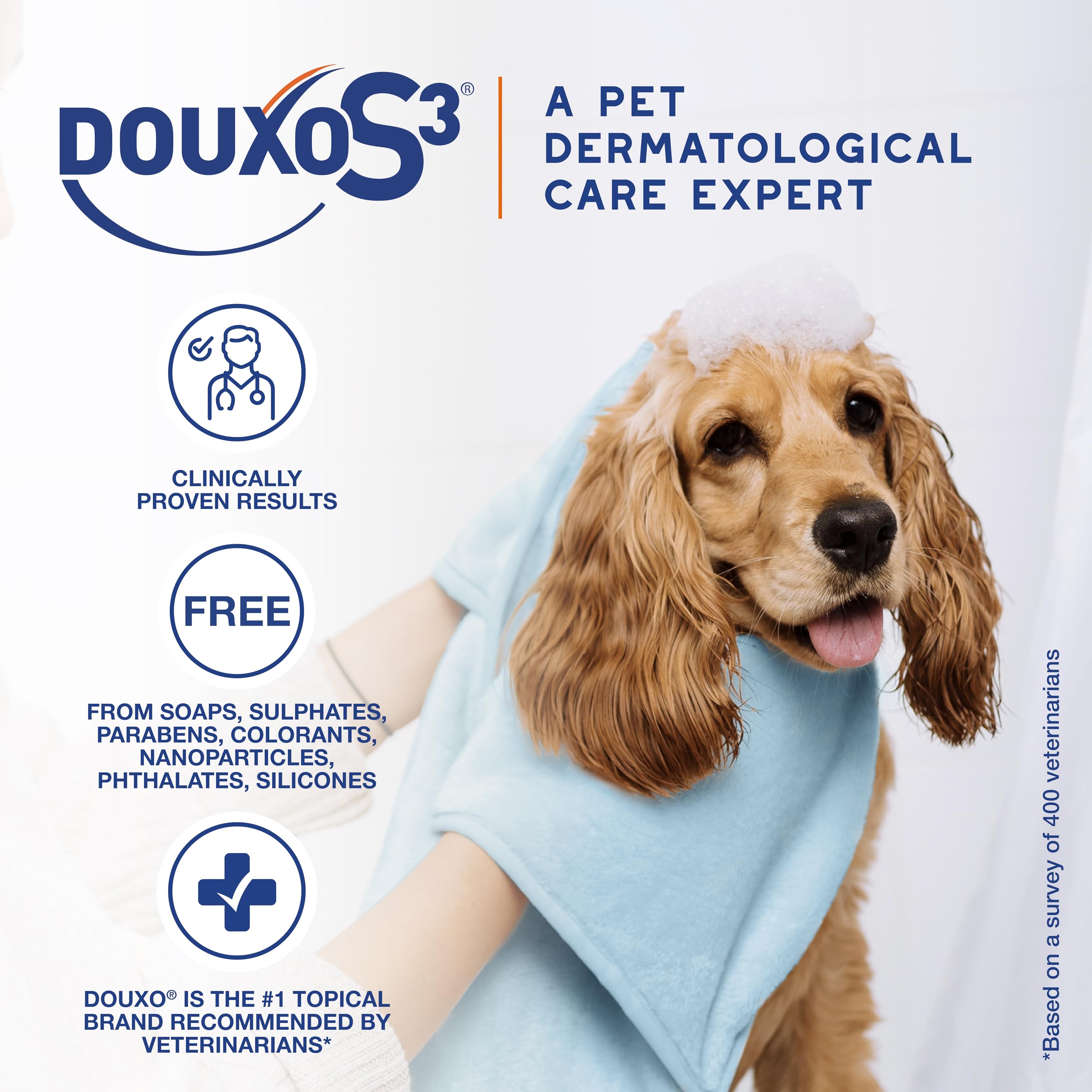 Douxo S3 Pyo Pads used on a cat's skin area to hydrate and cleanse.