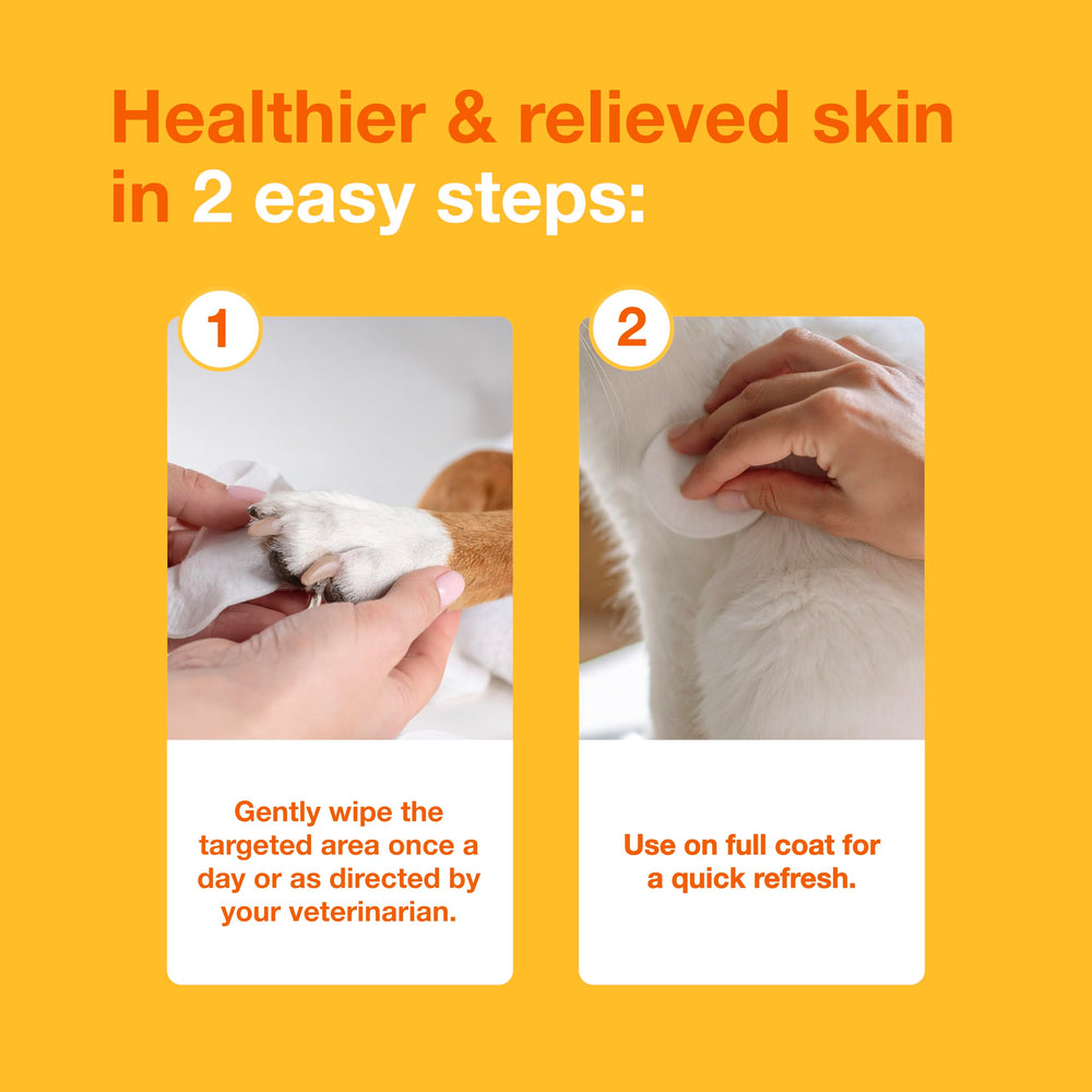 A hand holds Douxo S3 Pyo Pads for convenient wipe-on care.