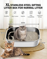 DOWANQO litter box lid with scoop ensures quick waste removal