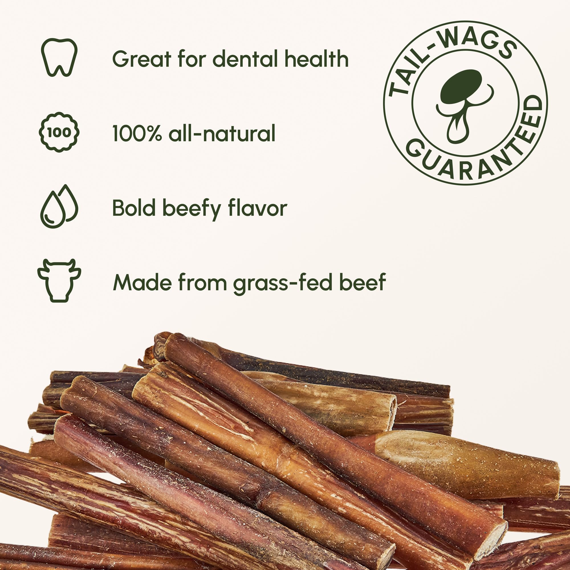 Downtown Pet Supply 6in bully stick close-up shows natural single-ingredient chew.
