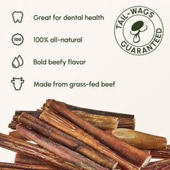Downtown Pet Supply 6in bully stick close-up shows natural single-ingredient chew.