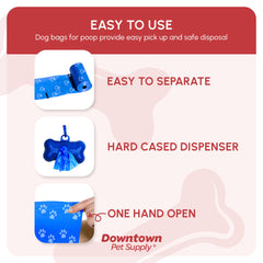 Downtown Pet Supply leak-proof bags 12.5x8.5 inches protect hands and pockets.
