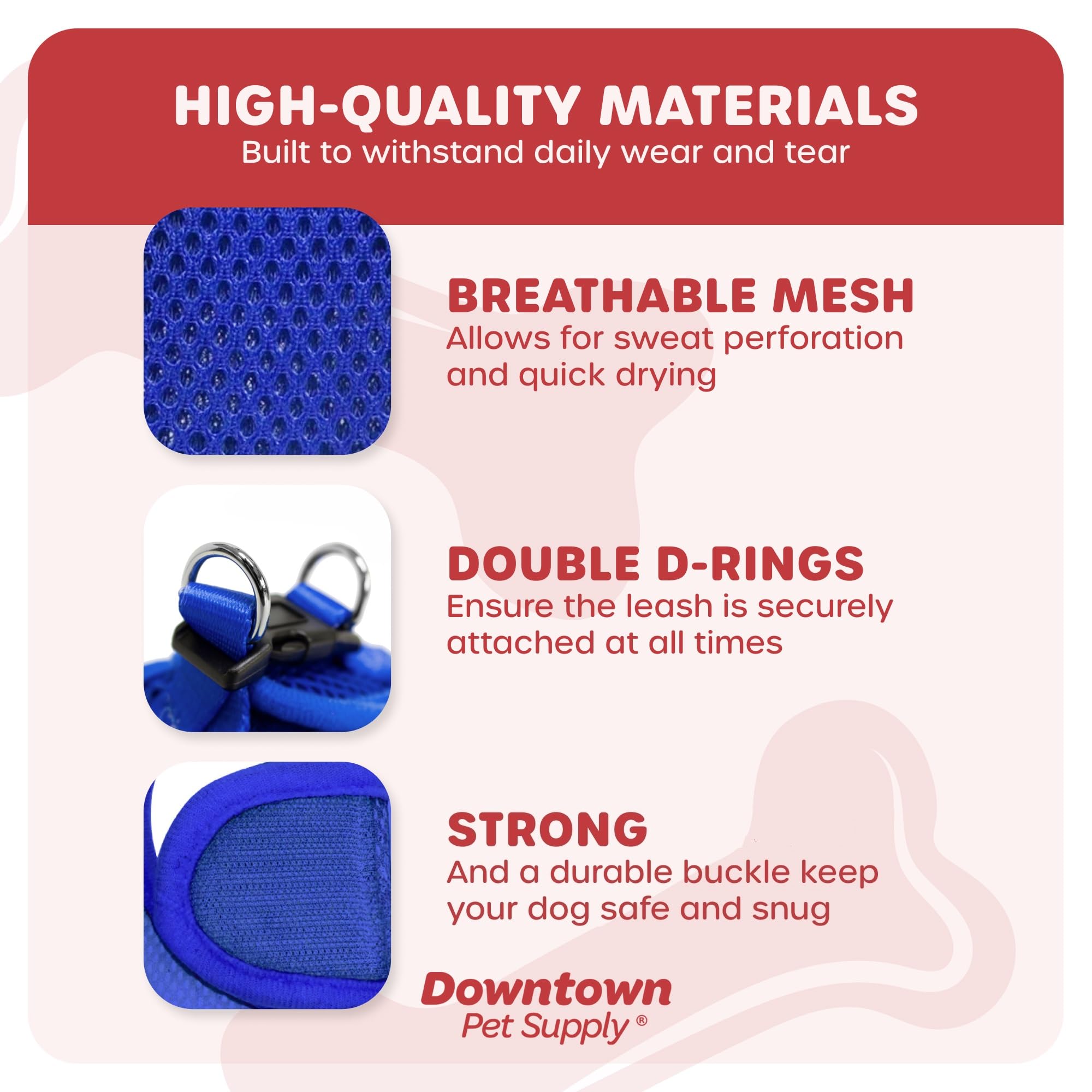 Downtown Pet Supply No-Pull Harness padded mesh keeps your pup comfy on routes
