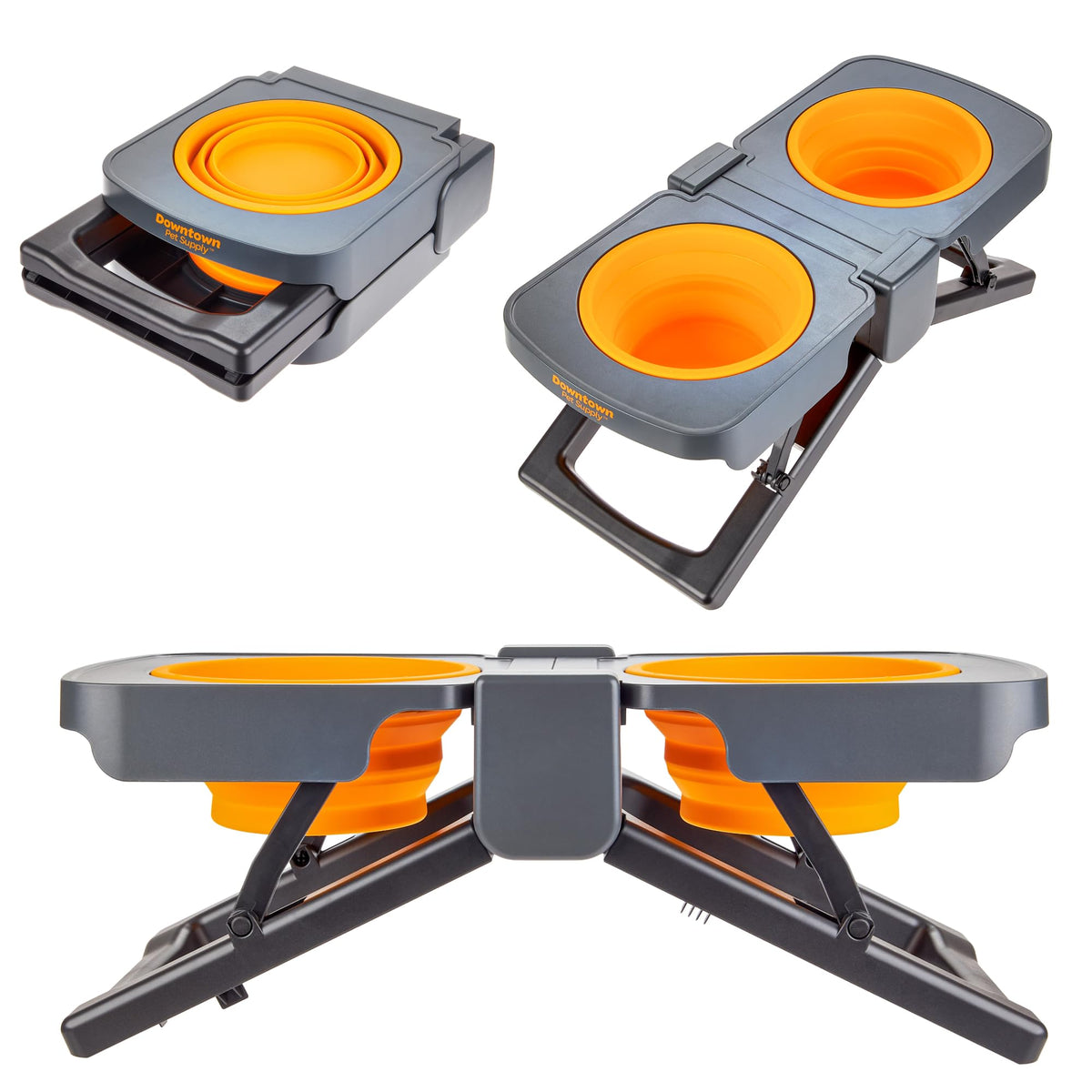 Downtown Pet Supply raised dog bowl assembled for elevated feeding on the go.