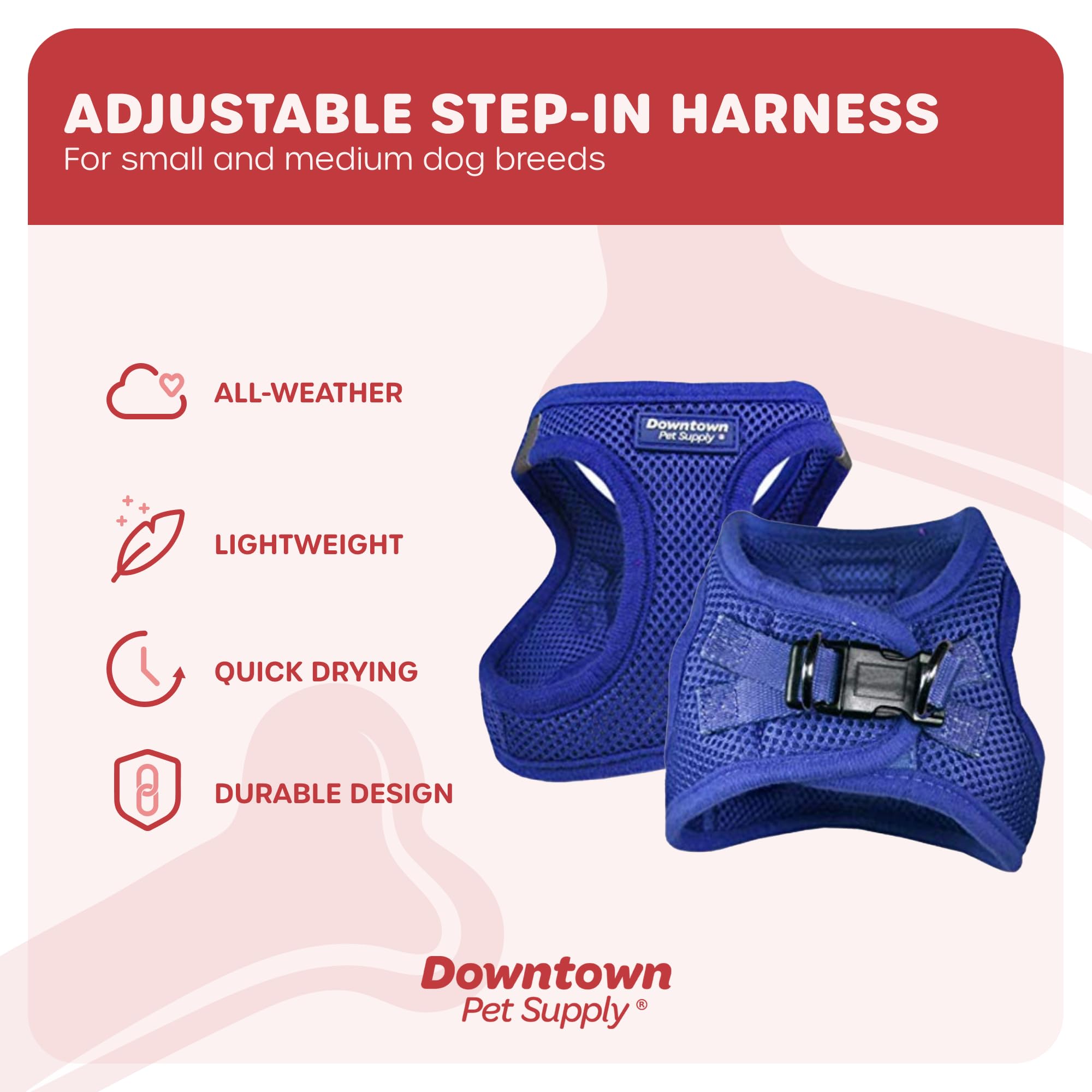 Downtown Pet Supply Small Dog Harness fit chart helps choose the right size