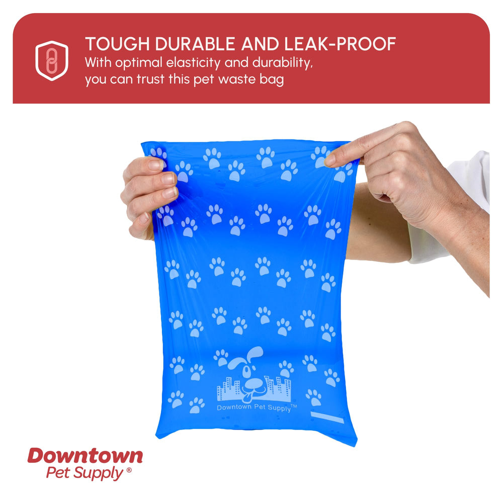 Downtown Pet Supply spare-roll holder keeps bags within easy reach.