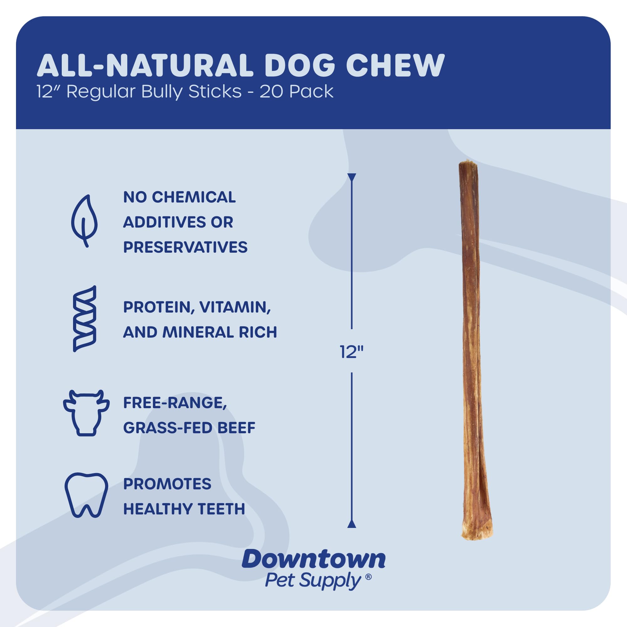 Downtown Pet Supply USA sourced bully sticks displayed for premium protein