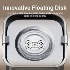 DownyPaws Adjustable float demonstrates controlled flow for slower drinking