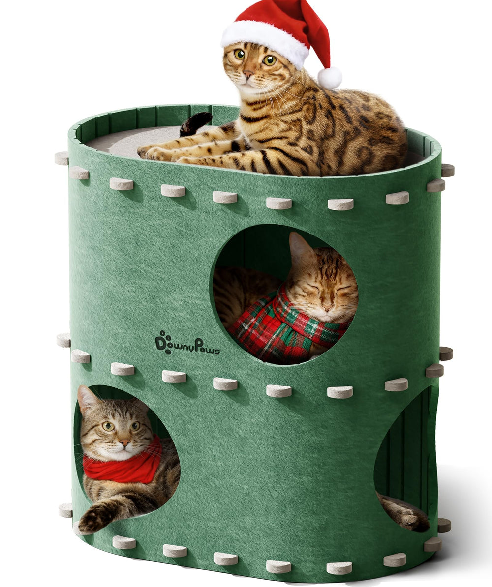 DownyPaws Castle Cat House forest exterior for multi-cat play and privacy