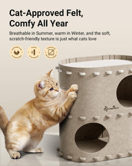 DownyPaws cat house bottom opening play—easy access for group games and peeks.