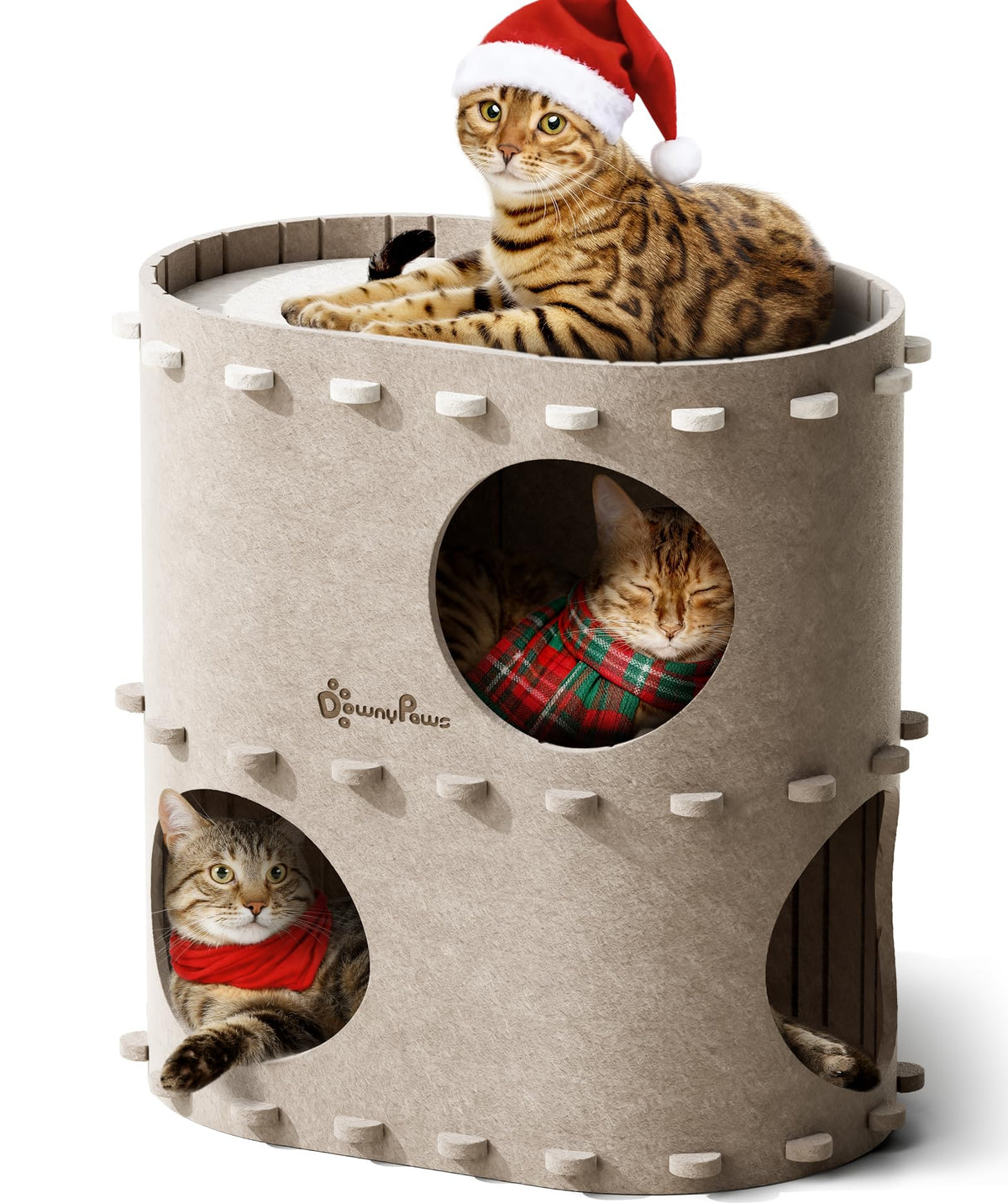 DownyPaws cat house castle entrance—encourages curious exploration while promoting multi-cat harmony.