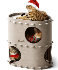 DownyPaws cat house castle entrance—encourages curious exploration while promoting multi-cat harmony.