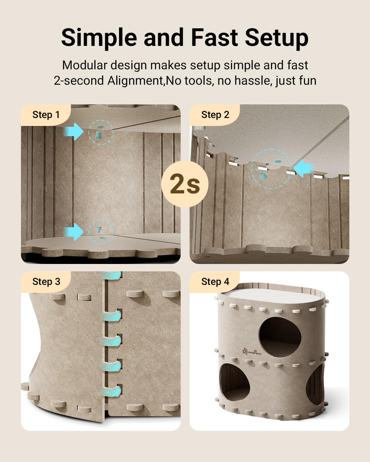 DownyPaws cat house elevated perches—fulfills climbing instincts with secure rooftops.