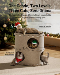 DownyPaws cat house interior perch—cozy elevated spot for surveying and relaxing.