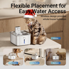 DownyPaws cat water fountain battery-pack focuses on cordless operation.