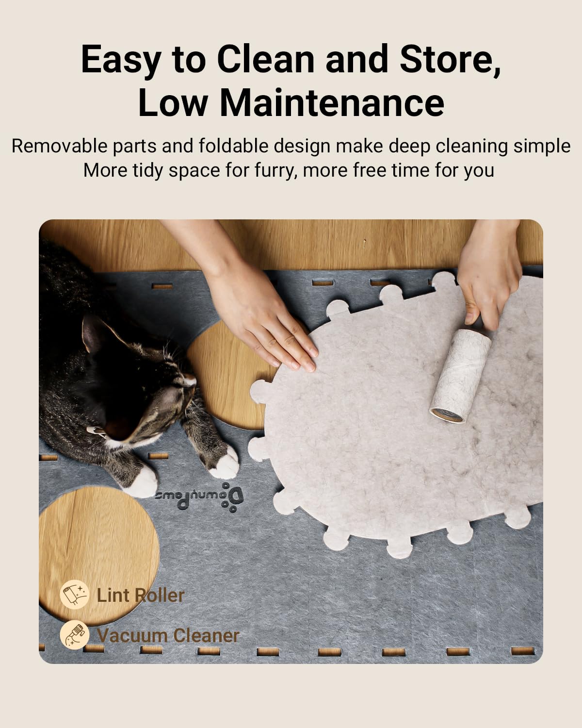 DownyPaws detachable parts make cleaning and storage simple