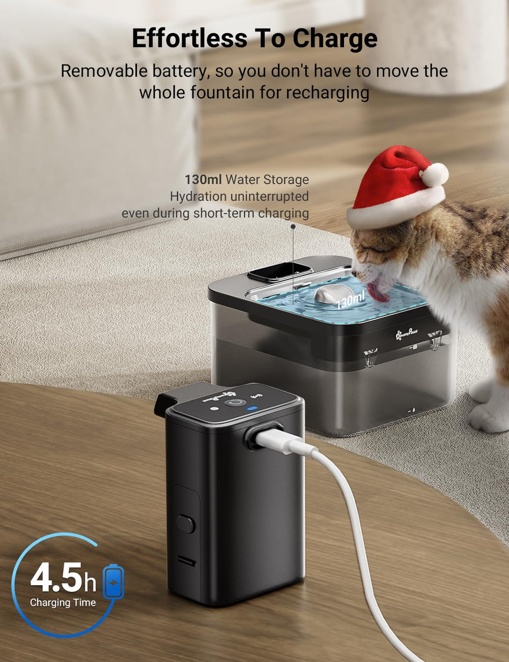 DownyPaws-84oz-reservoir highlight long intervals between refills for busy households.