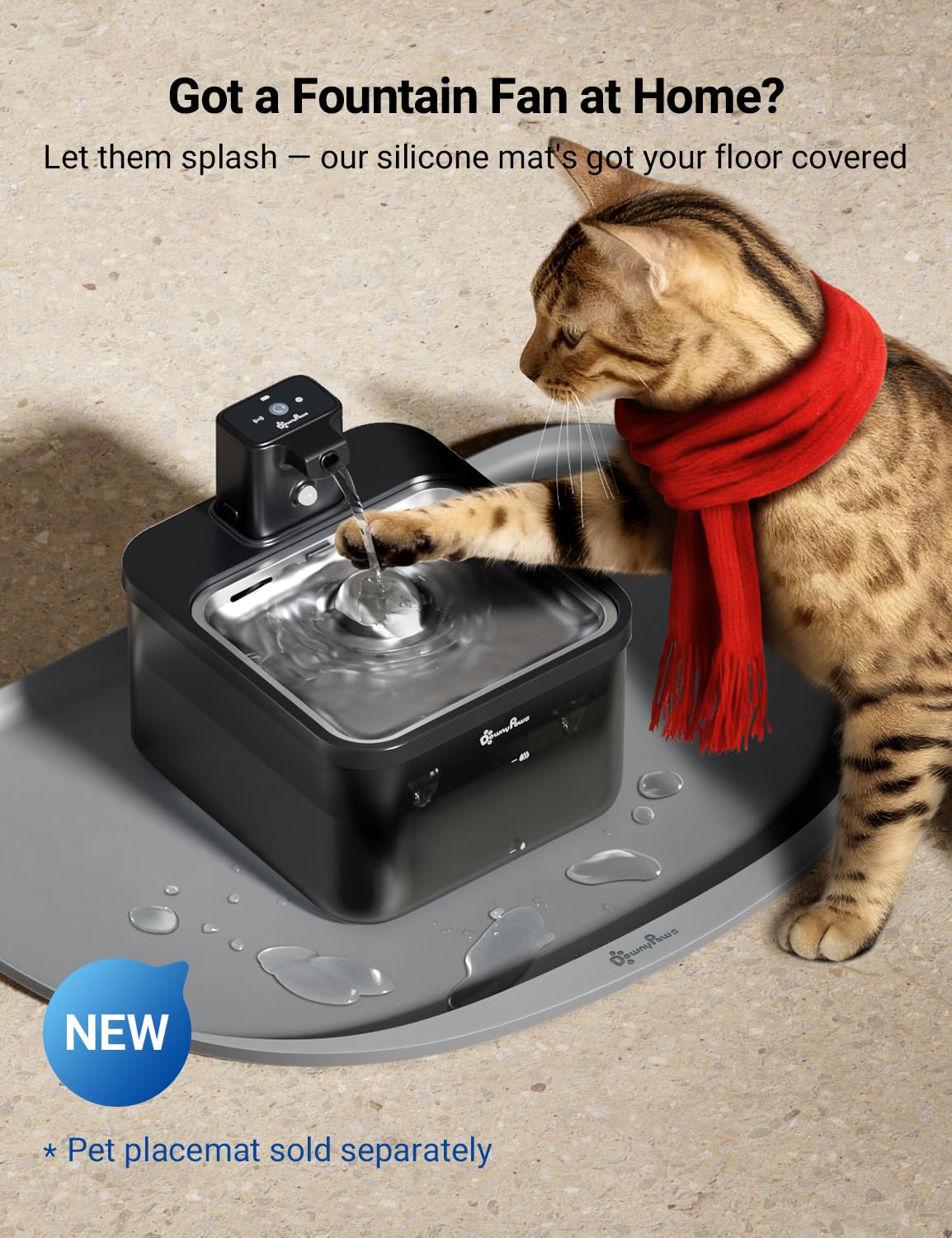 DownyPaws silent-pump image emphasizes whisper-quiet operation in a peaceful home.