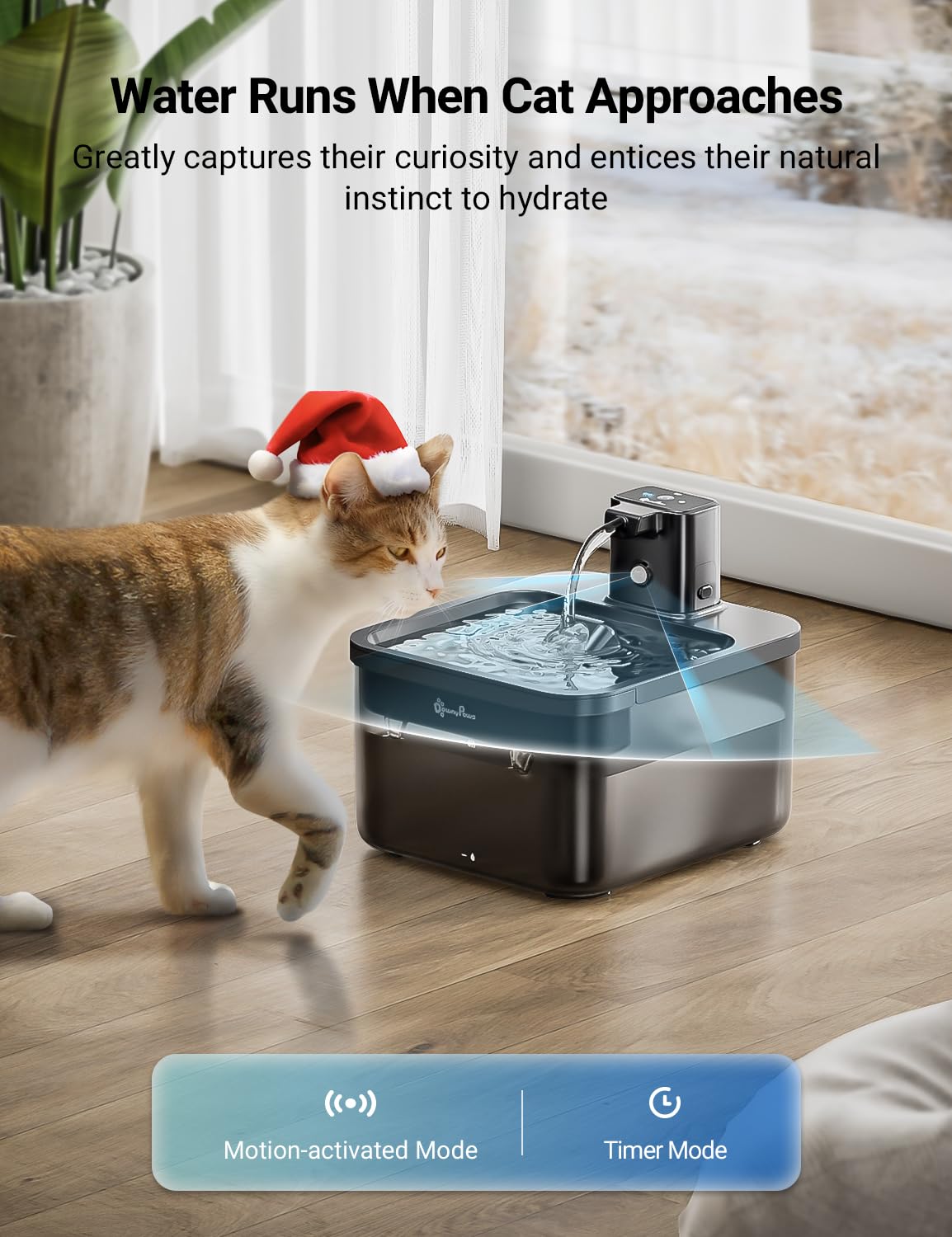 DownyPaws Fursink motion sensor activates water when cat approaches