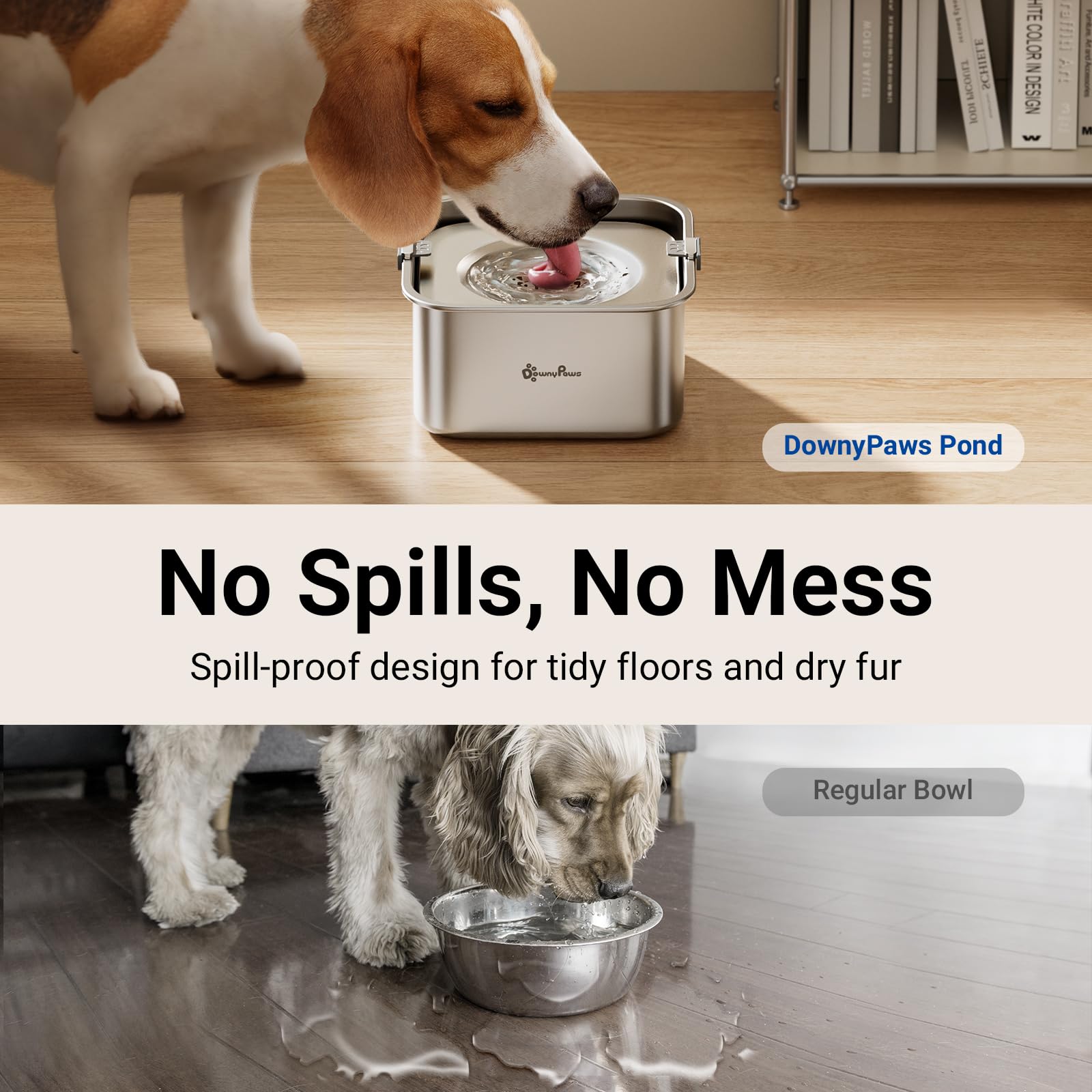DownyPaws No Spill Bowl side profile shows compact footprint for cars and travel