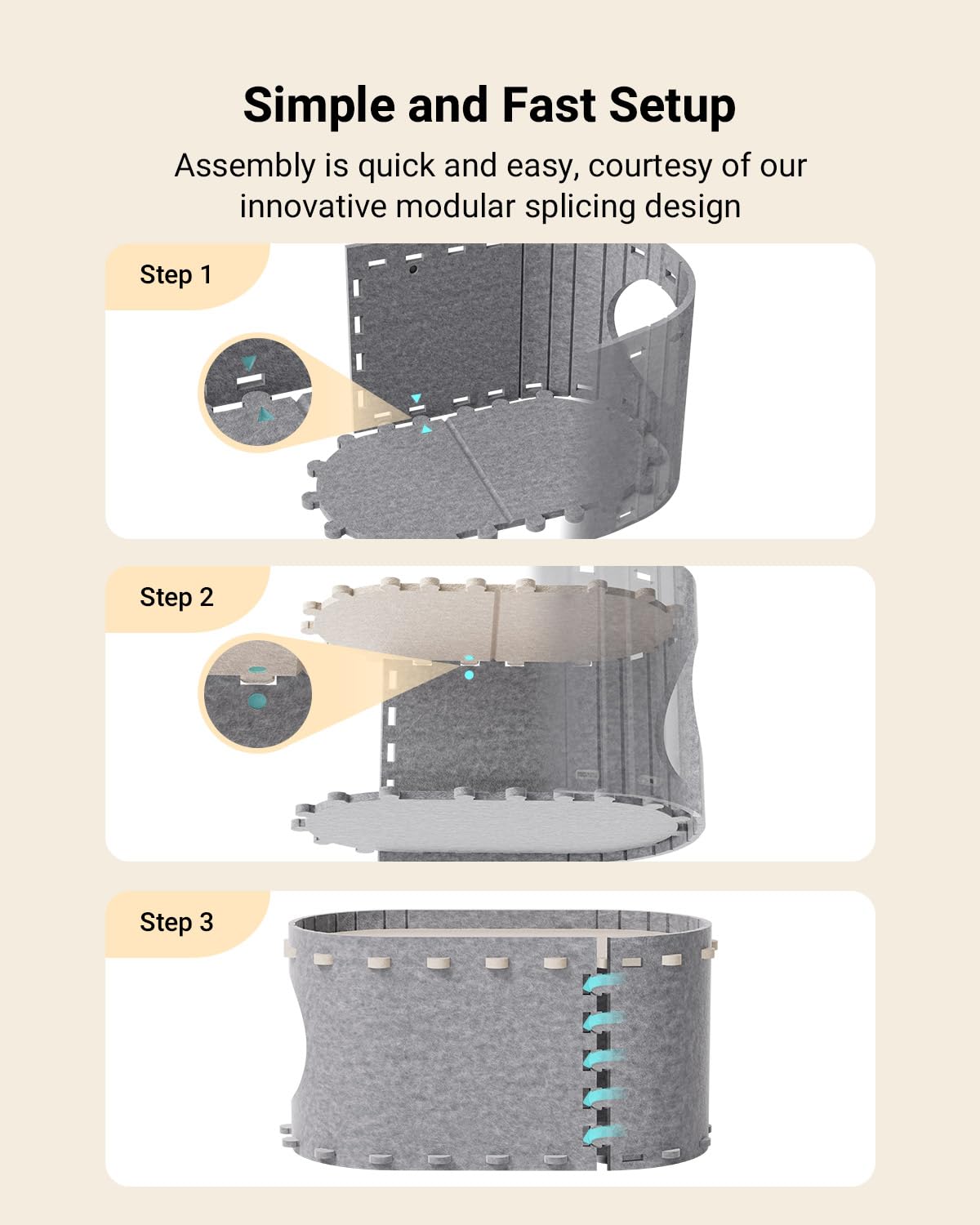 DownyPaws PeekaPurr easy-assembly design folds flat for storage